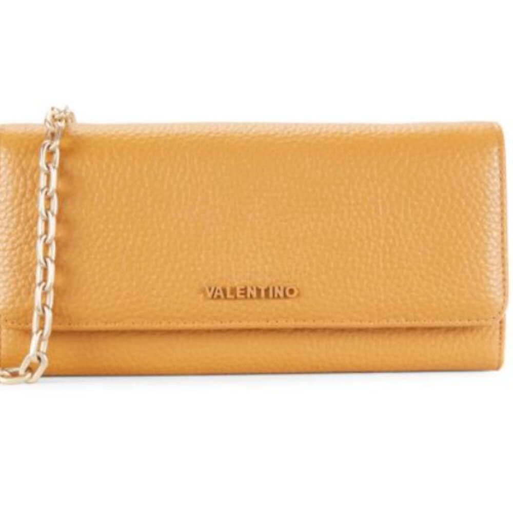 Valentino by Mario Valentino Juniper Dollaro Pebbled Leather Wallet On Chain